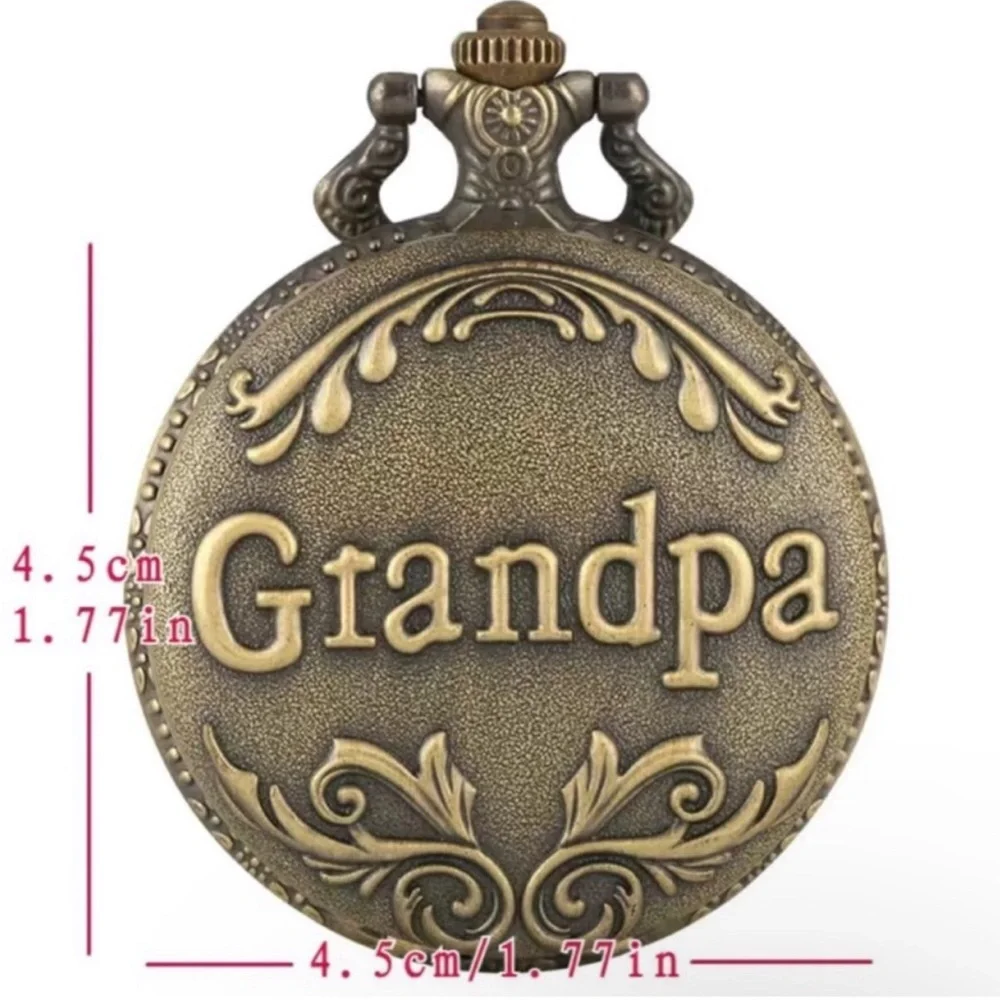 Women’s Retro Bronze Grandpa Pocket Watch Quartz Watch Pendant Grandfather Gift